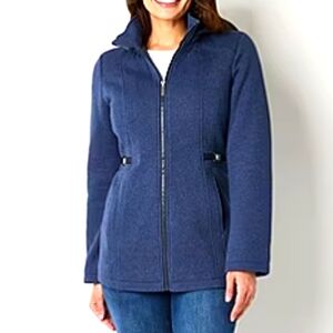 LIZ CLAIBORNE Color: Denim (Blue) Jacket Midweight With Detachable Hood SZ Small